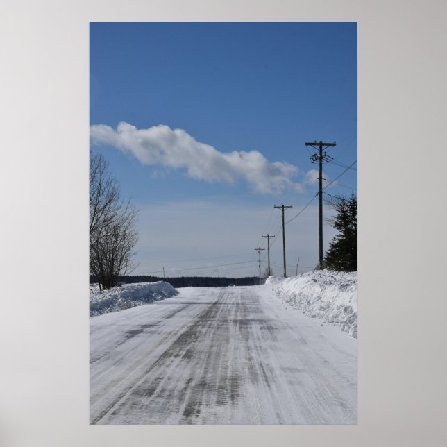 Winter Road Scenery QC, Canada Poster (Front)