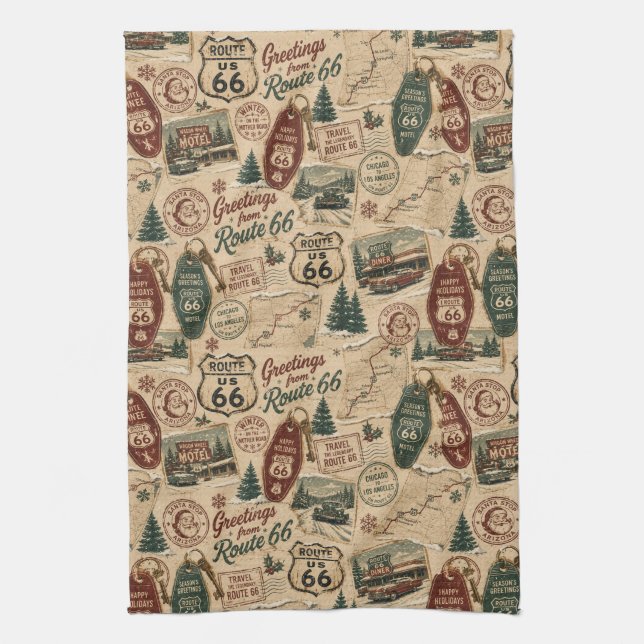 Winter Road Trip Diner Kitchen Charm   Towel (Vertical)