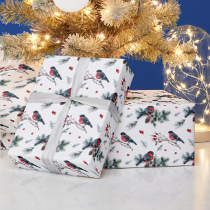 Winter Robin Christmas Pattern Wrapping Paper