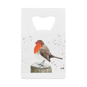 Winter robin credit card bottle opener