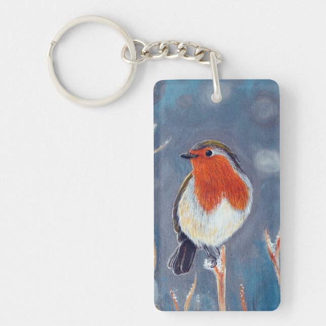 Winter Robin Painting Keychain (Front)