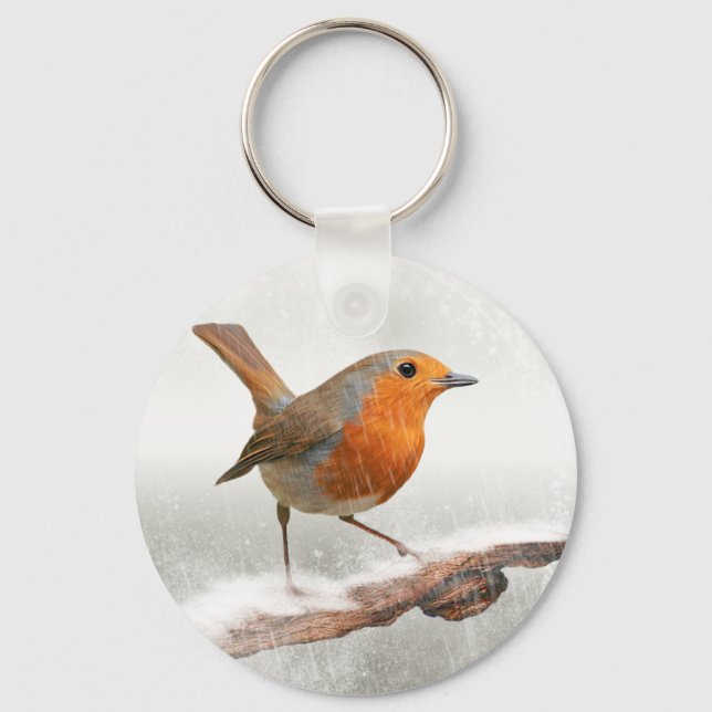 Winter Robin Redbreast Keychain (Front)