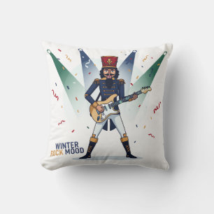 Winter Rock Mood – Nutcracker Guitarist Throw Pillow