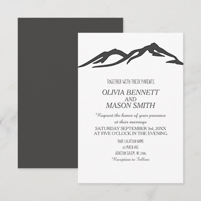Winter Rocky Mountain Lake Country Wedding Invitation (Front/Back)
