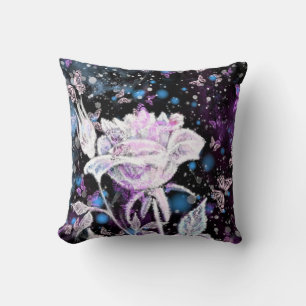 Winter Rose and Butterflies - Beautiful Throw Pillow