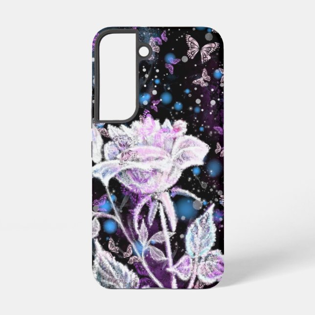 Winter Rose and Butterflies Samsung Galaxy Case (Back)