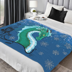 Winter Rose Dragon Fleece Blanket