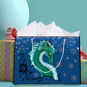 Winter Rose Dragon Large Gift Bag