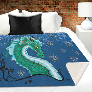 Winter Rose Dragon Sherpa Blanket