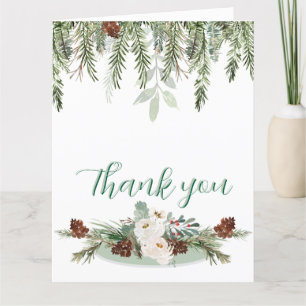 Winter Rose Pinery Monogram Thank You Card