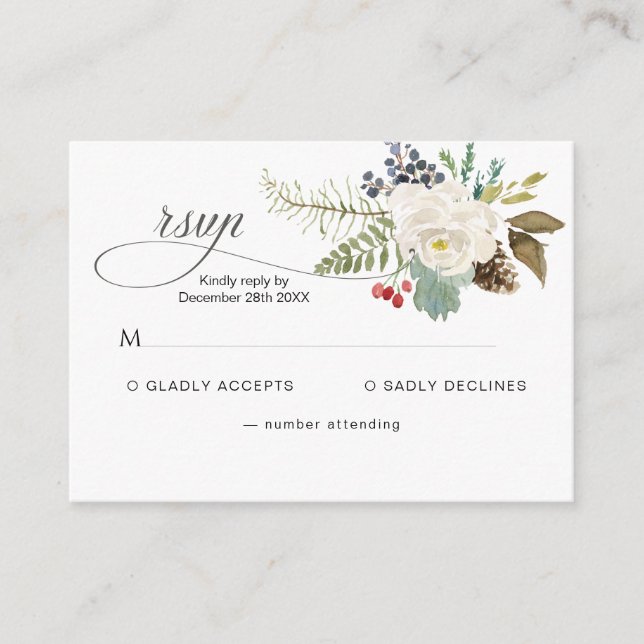 Winter Rose Pinery RSVP Enclosure Card (Front)