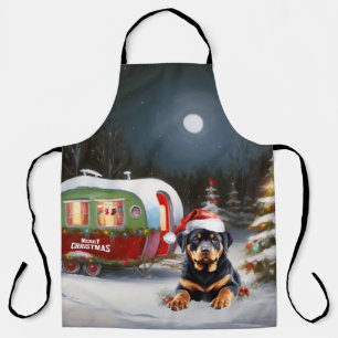 Winter Rottweiler Caravan Christmas Adventure Apron