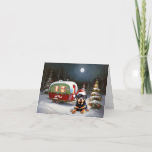 Winter Rottweiler Caravan Christmas Adventure Card