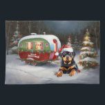 Winter Rottweiler Caravan Christmas Adventure Kitchen Towel<br><div class="desc">Embrace the magic of a snowy winter night as a caravan glides gracefully through the moonlit landscape. The serene beauty of the glistening snow and the enchanting glow of the moon create a captivating scene,  promising an unforgettable Christmas adventure filled with warmth,  joy,  and cherished memories.</div>