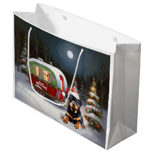 Winter Rottweiler Caravan Christmas Adventure Large Gift Bag