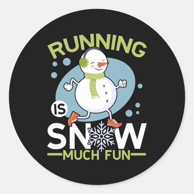 Winter Runner - Running is Snow Much Fun Classic Round Sticker (Front)