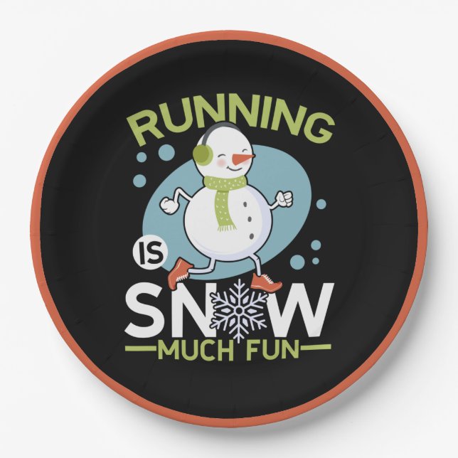 Winter Runner - Running is Snow Much Fun Paper Plate (Front)