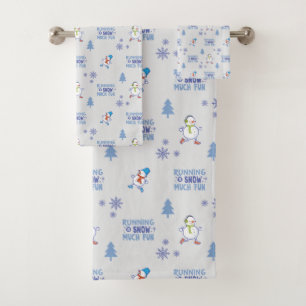 Winter Running - Snowman Christmas Tree Bath Towel Set
