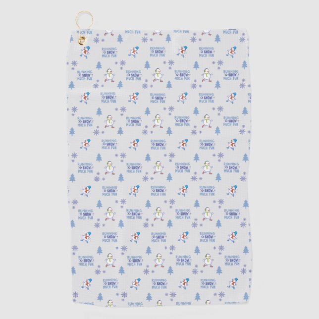 Winter Running - Snowman Christmas Tree Golf Towel (Front)
