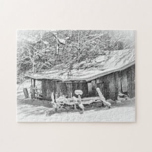 Winter Rural Scene Barn & Rake - Tennessee Photo Jigsaw Puzzle