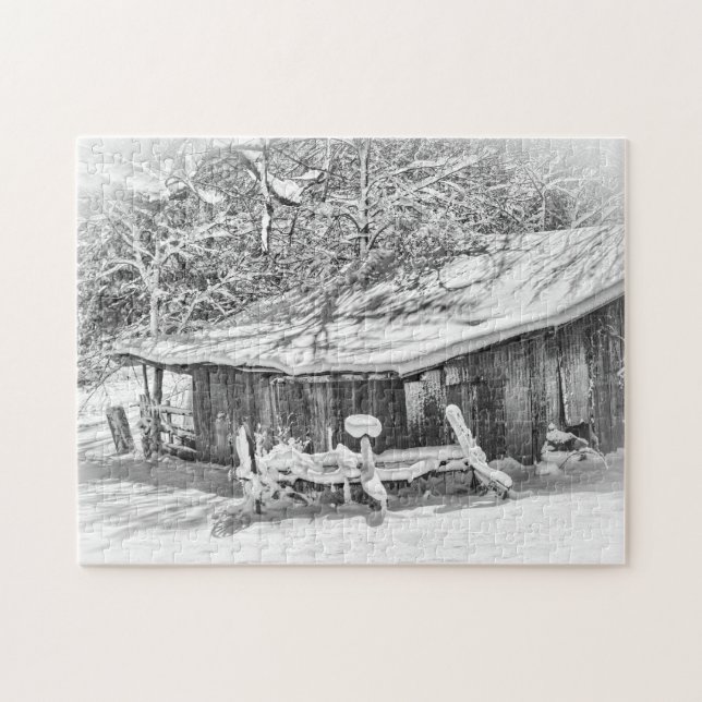 Winter Rural Scene Barn & Rake - Tennessee Photo Jigsaw Puzzle (Horizontal)