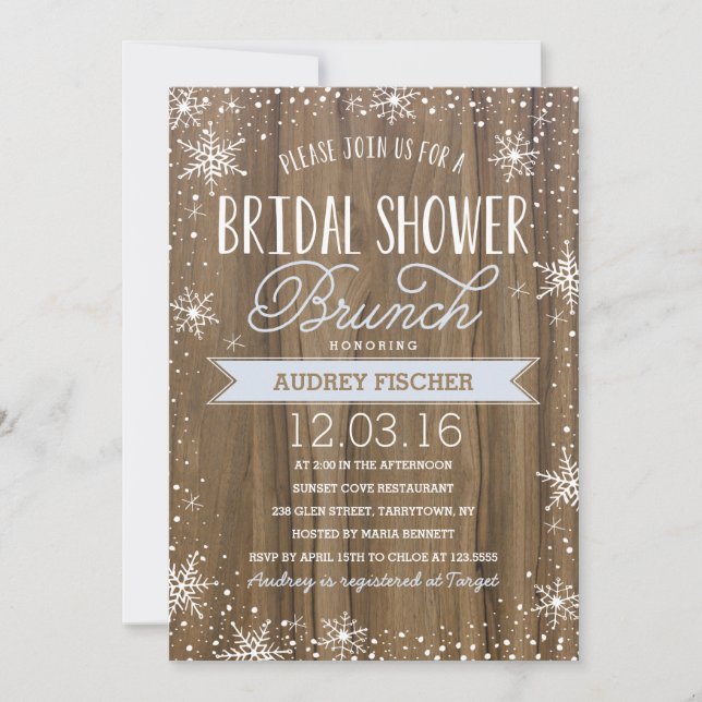 Winter Rustic Bridal Shower Invitation (Front)