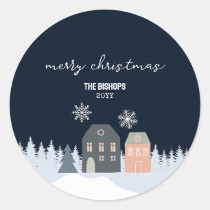 Winter Rustic Christmas Classic Round Sticker