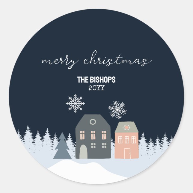 Winter Rustic Christmas Classic Round Sticker (Front)