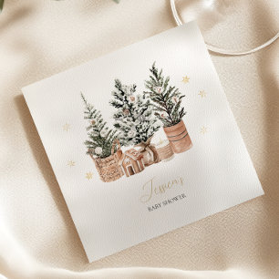 Winter Rustic Christmas Trees Baby Shower Napkin