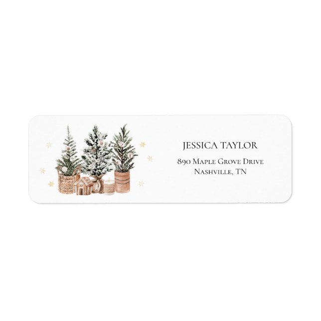 Winter Rustic Christmas Trees Return Address (Front)