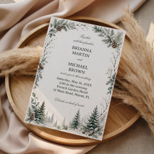Winter Rustic Evergreen Woodland Invitation