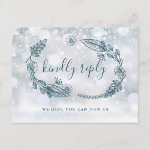 Winter Rustic Floral Demande de Chanson RSVP Carte
