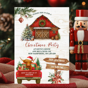 Winter Rustic Highland Cow Country Holiday Party Invitation