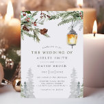 Winter Rustic Pine Trees Botanical Lantern Wedding Invitation<br><div class="desc">Invite guests to celebrate your special day with this enchanting rustic winter wedding invitation, featuring a timeless design of pine trees, delicate botanical elements, and a vintage lantern. Perfect for winter weddings with a natural or rustic theme, this invitation brings the cozy charm of the season to life. Ideal for...</div>