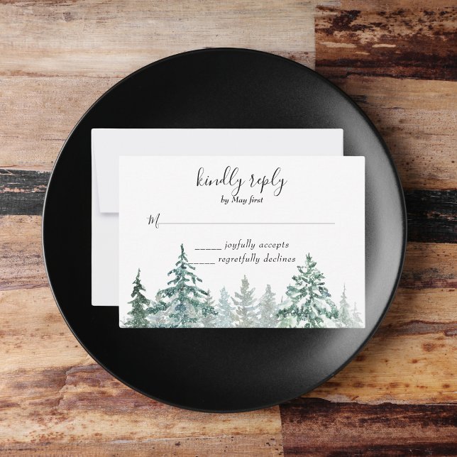 Winter Rustic Pine Trees Lantern Botanical RSVP Card (Winter Rustic Pine Trees Lantern Botanical Wedding Party Supplies)