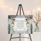 Winter Rustic Pine Trees Lantern Wedding Welcome