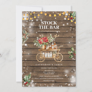 Winter Rustic Wood String lights Stock The Bar  Invitation
