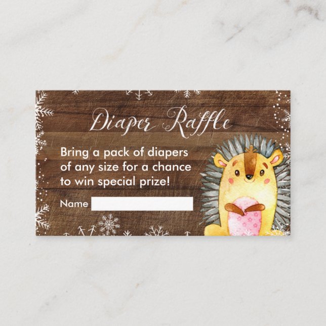 Winter Rustic Woodland - Diaper Raffle Card (Front)