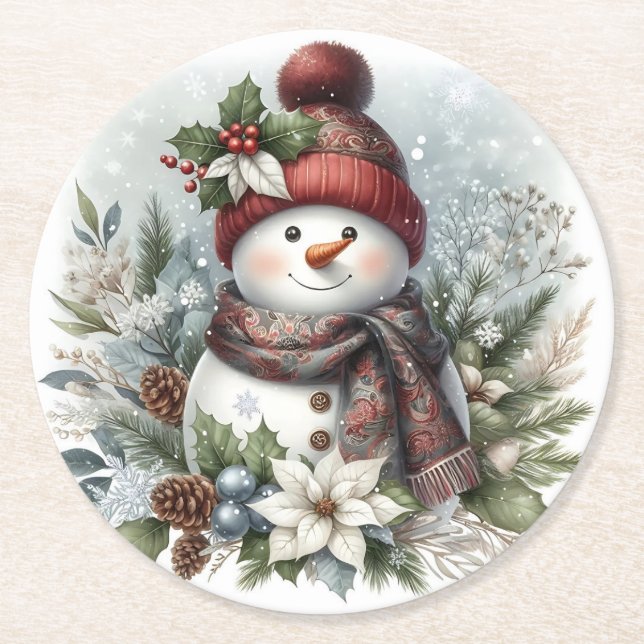 Winter’s Gentle Joy Round Paper Coaster (Front)