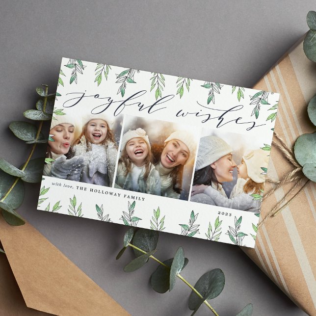 Winter Sage | Holiday Photo Collage Card (Creator Uploaded)