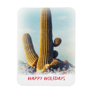 Winter Saguaro Scene Holiday  Magnet