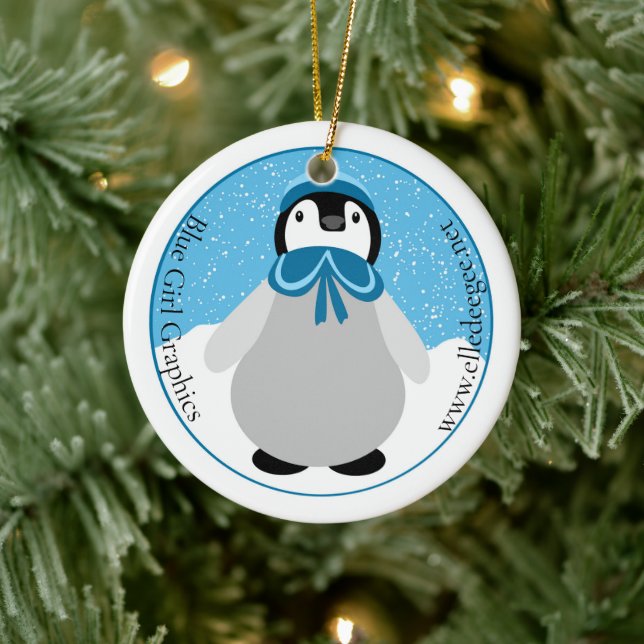 Winter Sailor Penguin Ceramic Ornament (Tree)