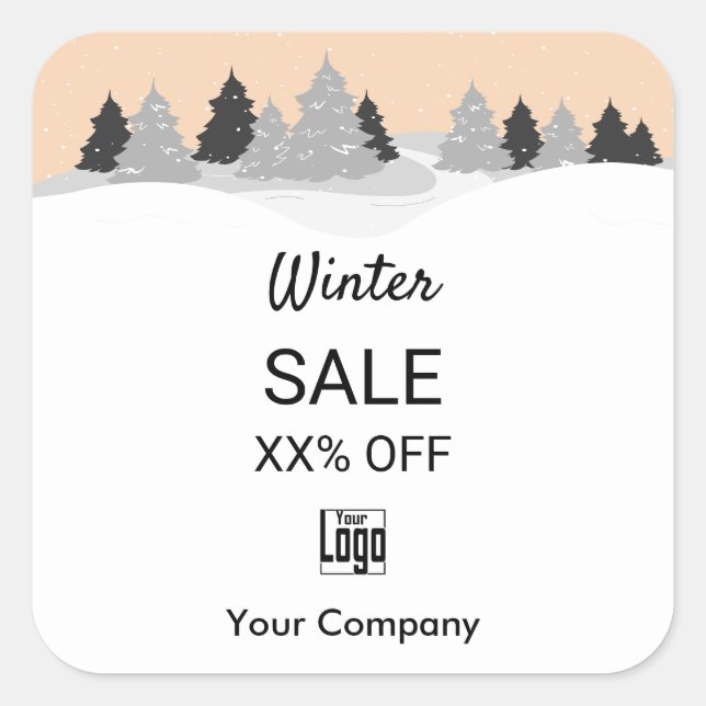 Winter Sale Announcement on Marketing Collateral Square Sticker (Front)