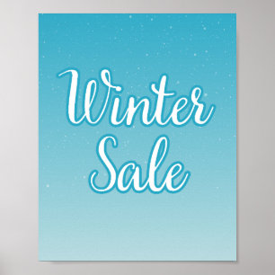 Winter Sale Sign, Blue Sale Sign, Seasonal Sale Poster