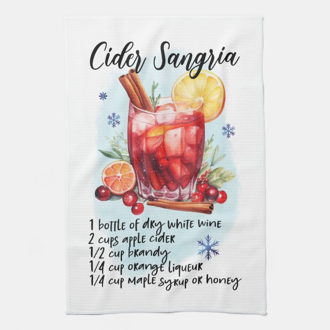Winter Sangria Recipe Holiday Kitchen Towel (Vertical)