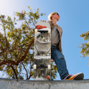 Winter Santa Bunny Wonderland Skateboard