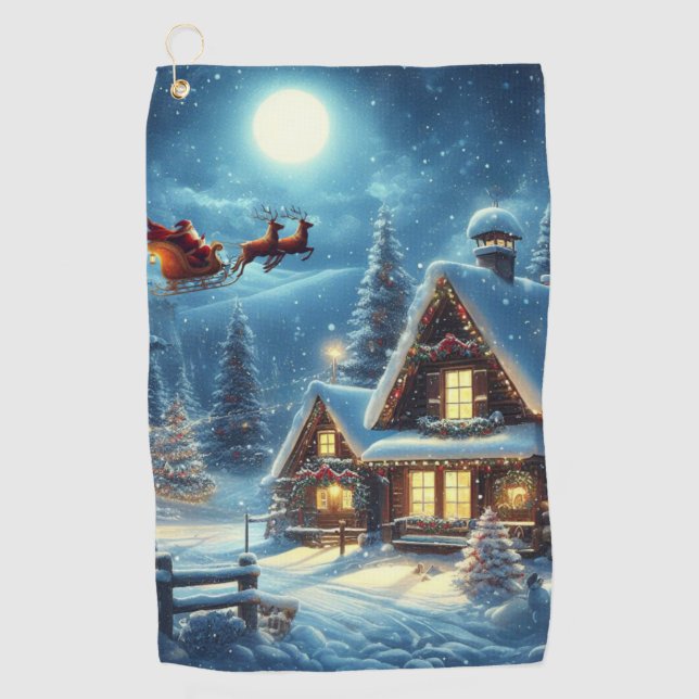 Winter/Santa/Christmas/Snow Golf Towel (Front)