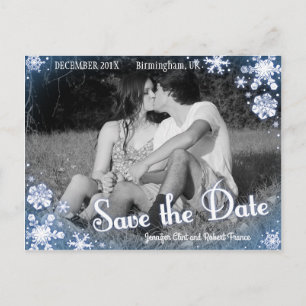 Winter Save the Date Postcard Snowflake Custom