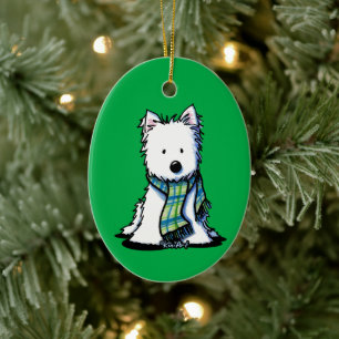 Winter Scarf Westie Ceramic Ornament