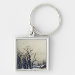 Winter scene, 19th century keychain